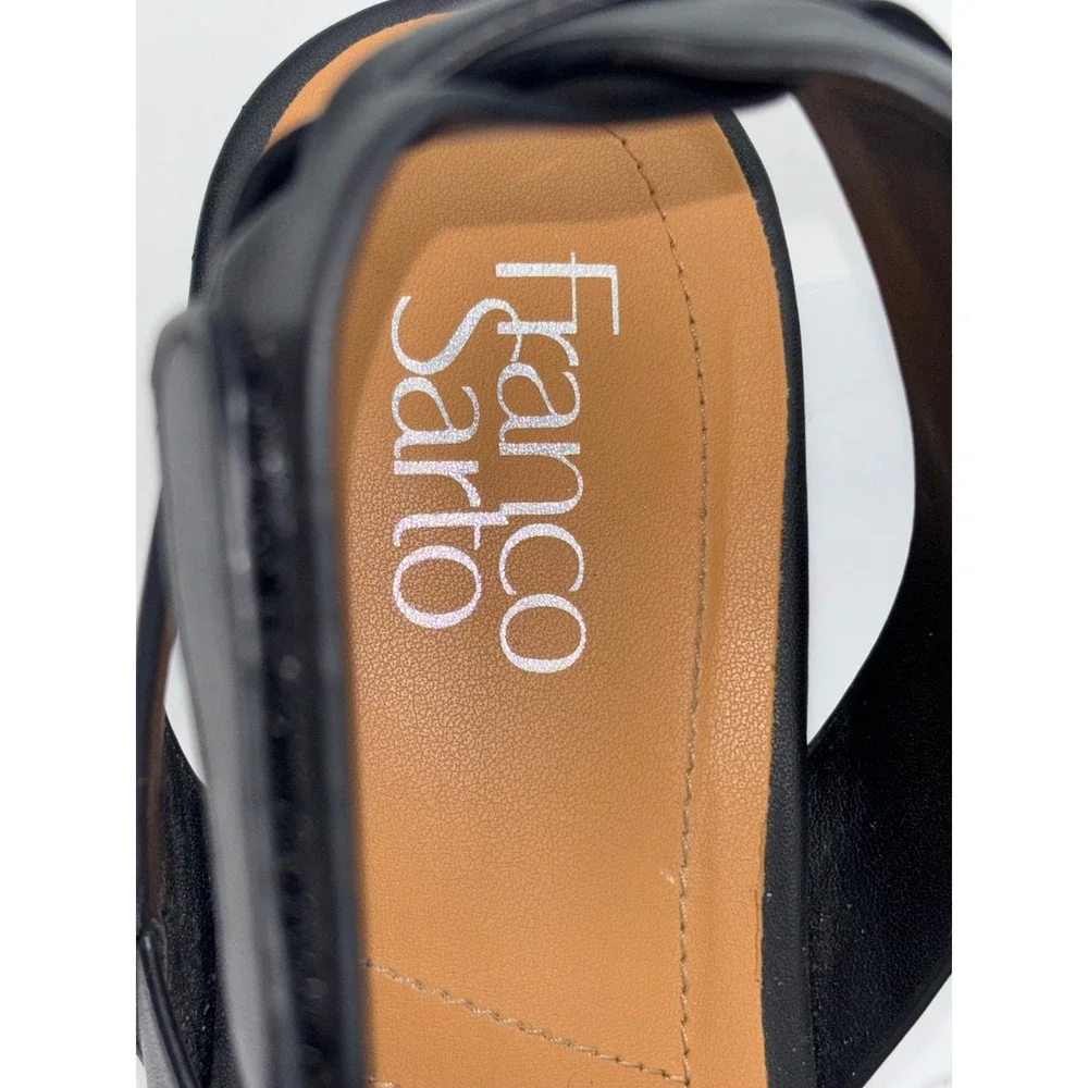 FRANCO‎ SARTO Black Wedge Shoe Sandal Heel Patty Women Strappy Cork Platform 9